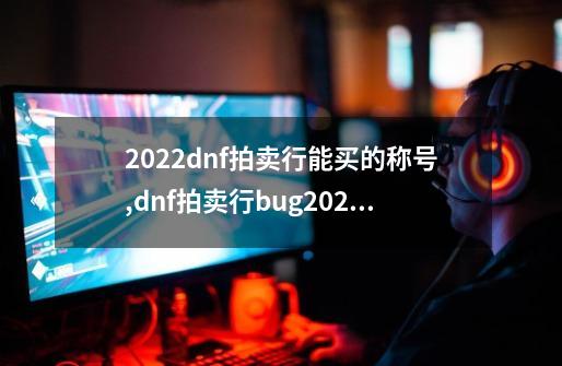 2022dnf拍卖行能买的称号,dnf拍卖行bug2022-第1张-游戏信息-泓泰