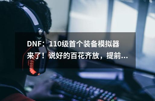 DNF：110级首个装备模拟器来了！说好的百花齐放，提前谢幕了-第1张-游戏信息-泓泰