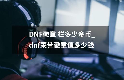 DNF徽章 栏多少金币_dnf荣誉徽章值多少钱-第1张-游戏信息-泓泰