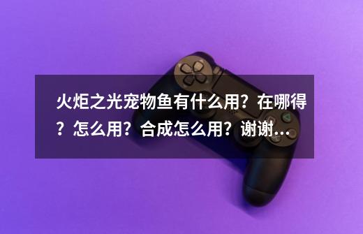 火炬之光宠物鱼有什么用？在哪得？怎么用？合成怎么用？谢谢了，我的是英文版的。_火炬之光 钓鱼-第1张-游戏信息-泓泰